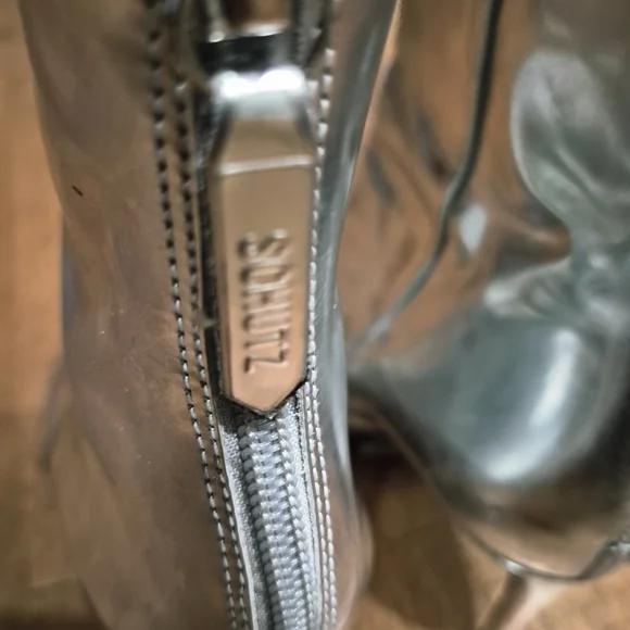 SCHUTZ Silver Metallic Pointed Ankle Booties - Picture 7 of 12